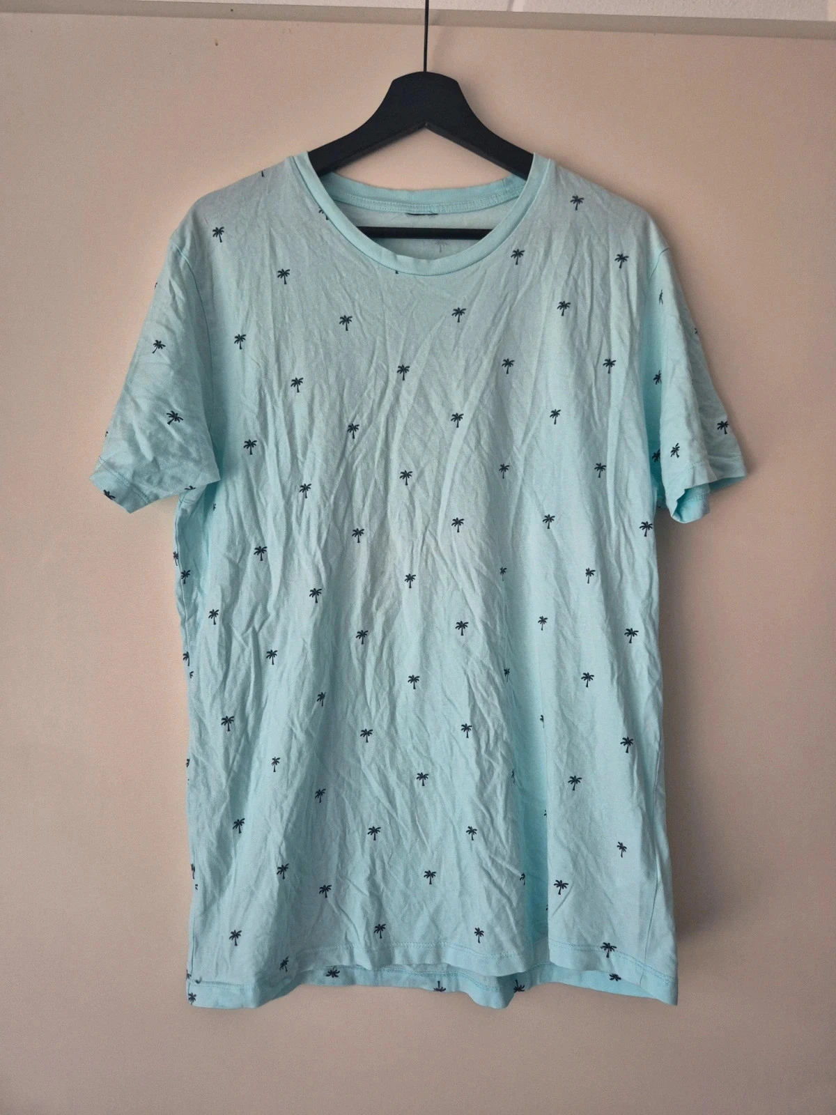New Yorker T-shirt lichtblauw met palmprint – maat XL